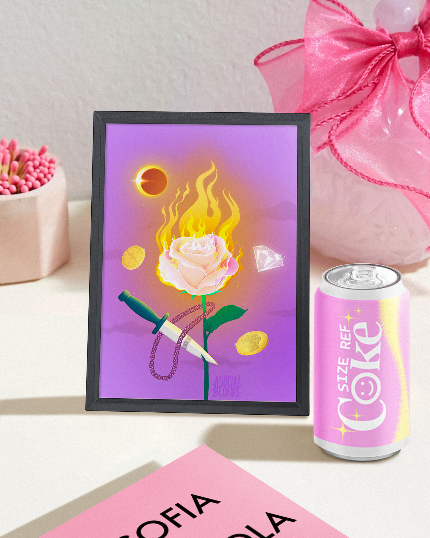 Moonfire Rose Small Poster