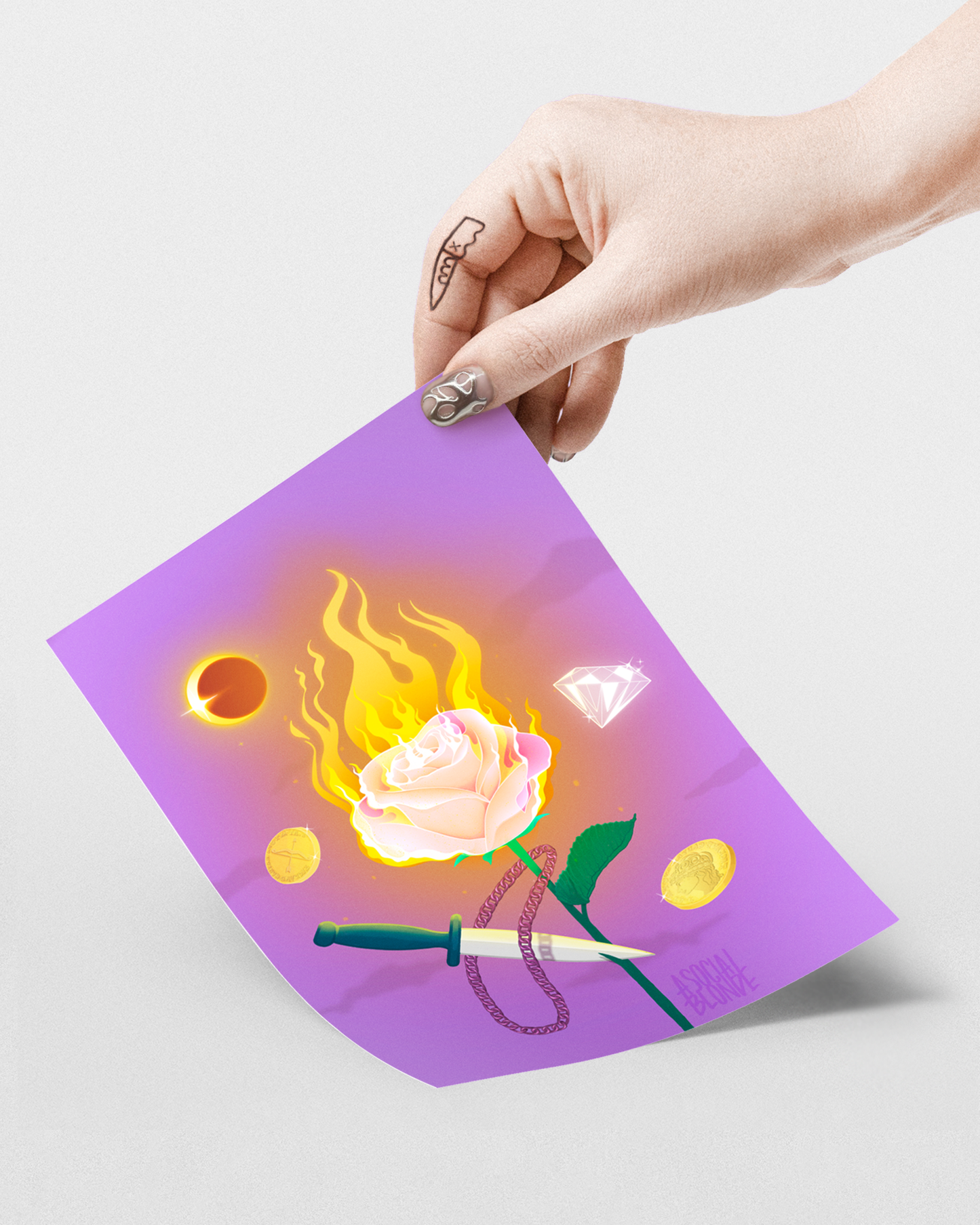 Moonfire Rose Small Poster