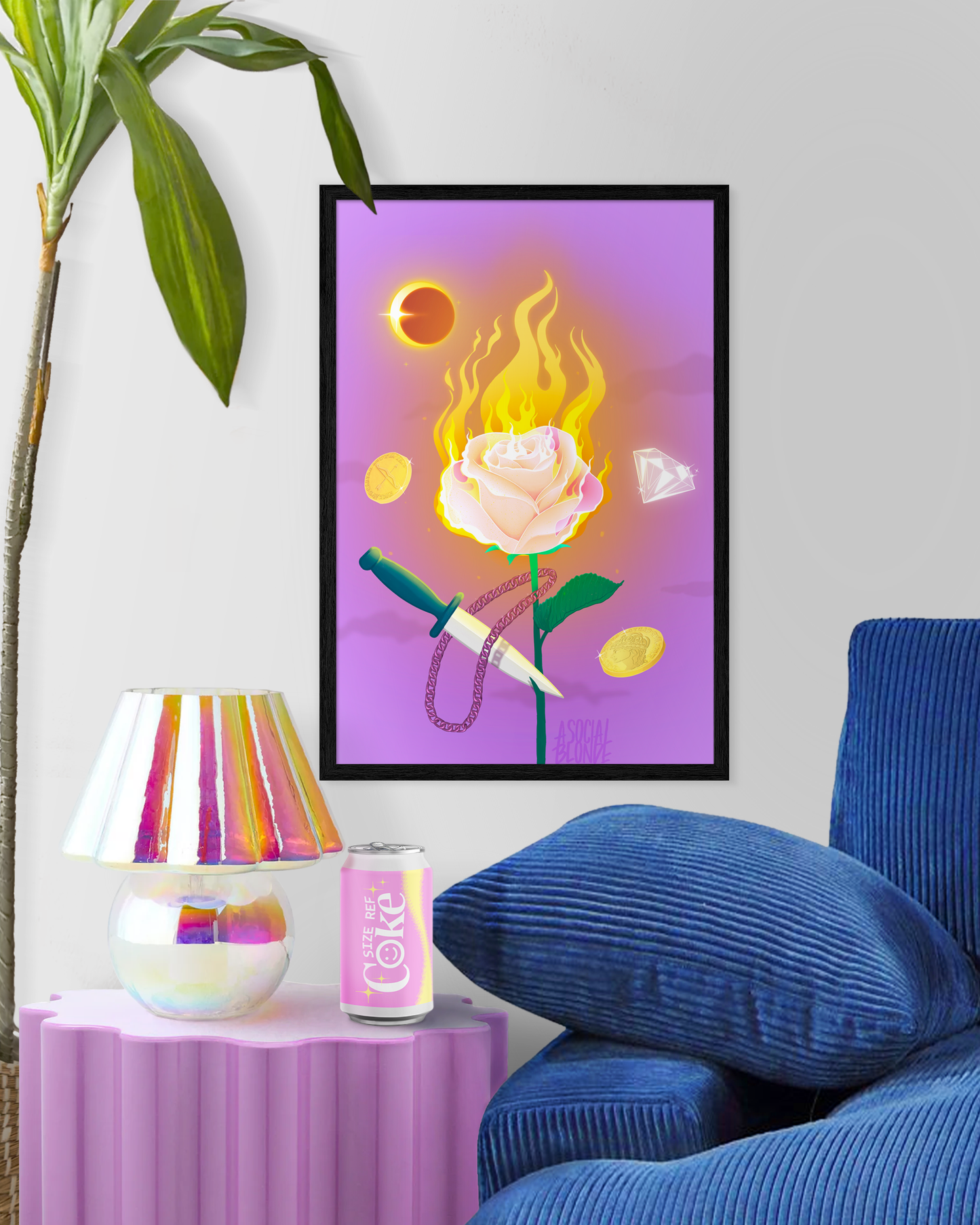 Moonfire Rose Large Poster