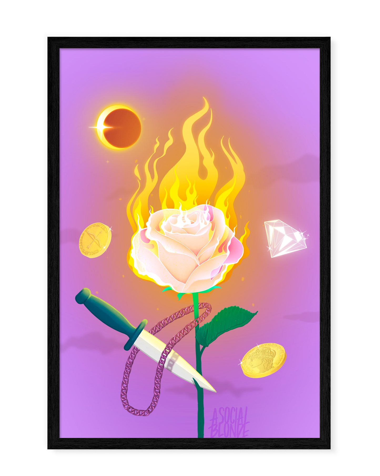 Moonfire Rose Large Poster