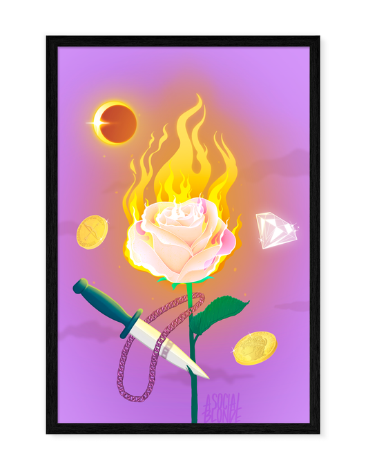 Moonfire Rose Large Poster