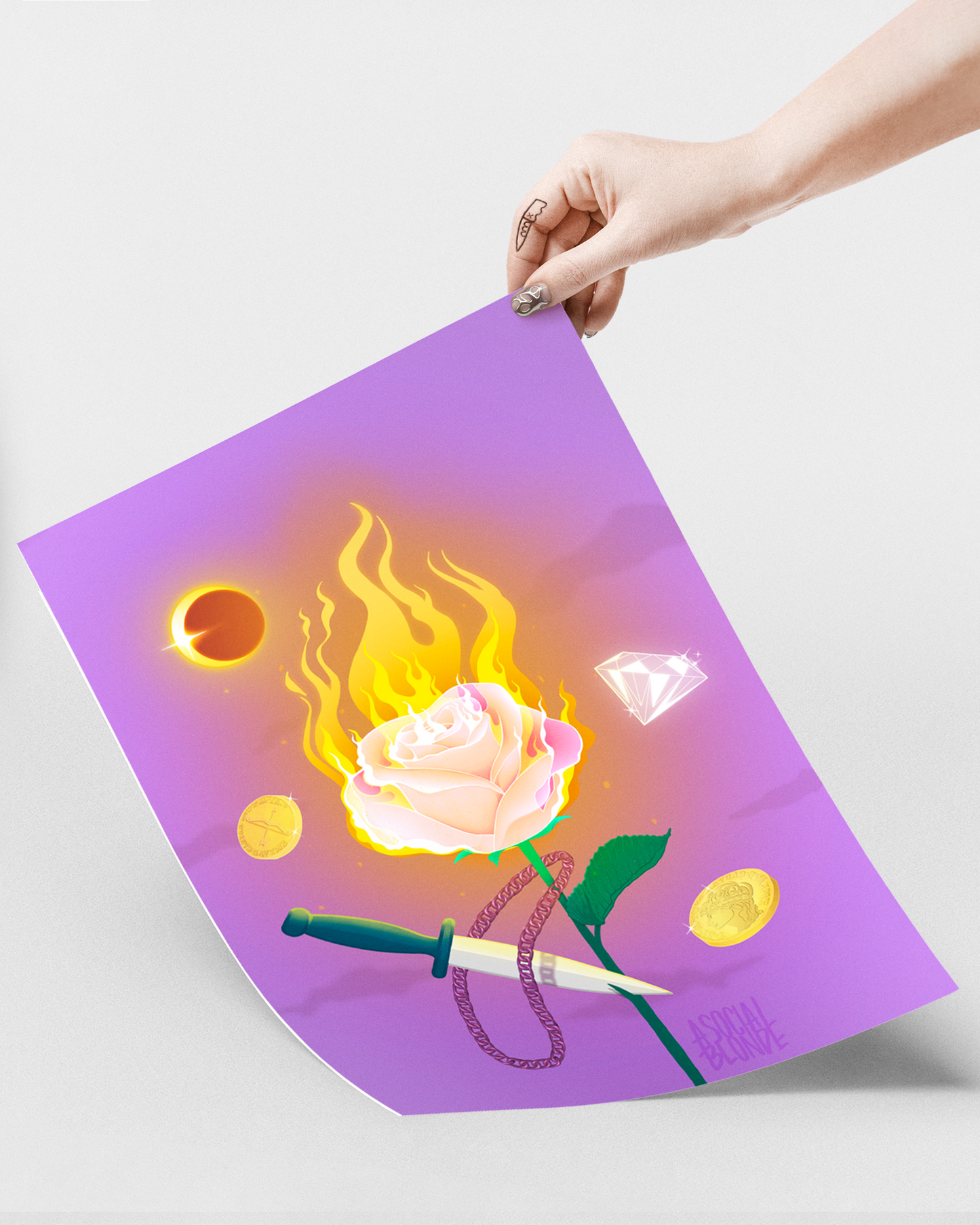 Moonfire Rose Large Poster