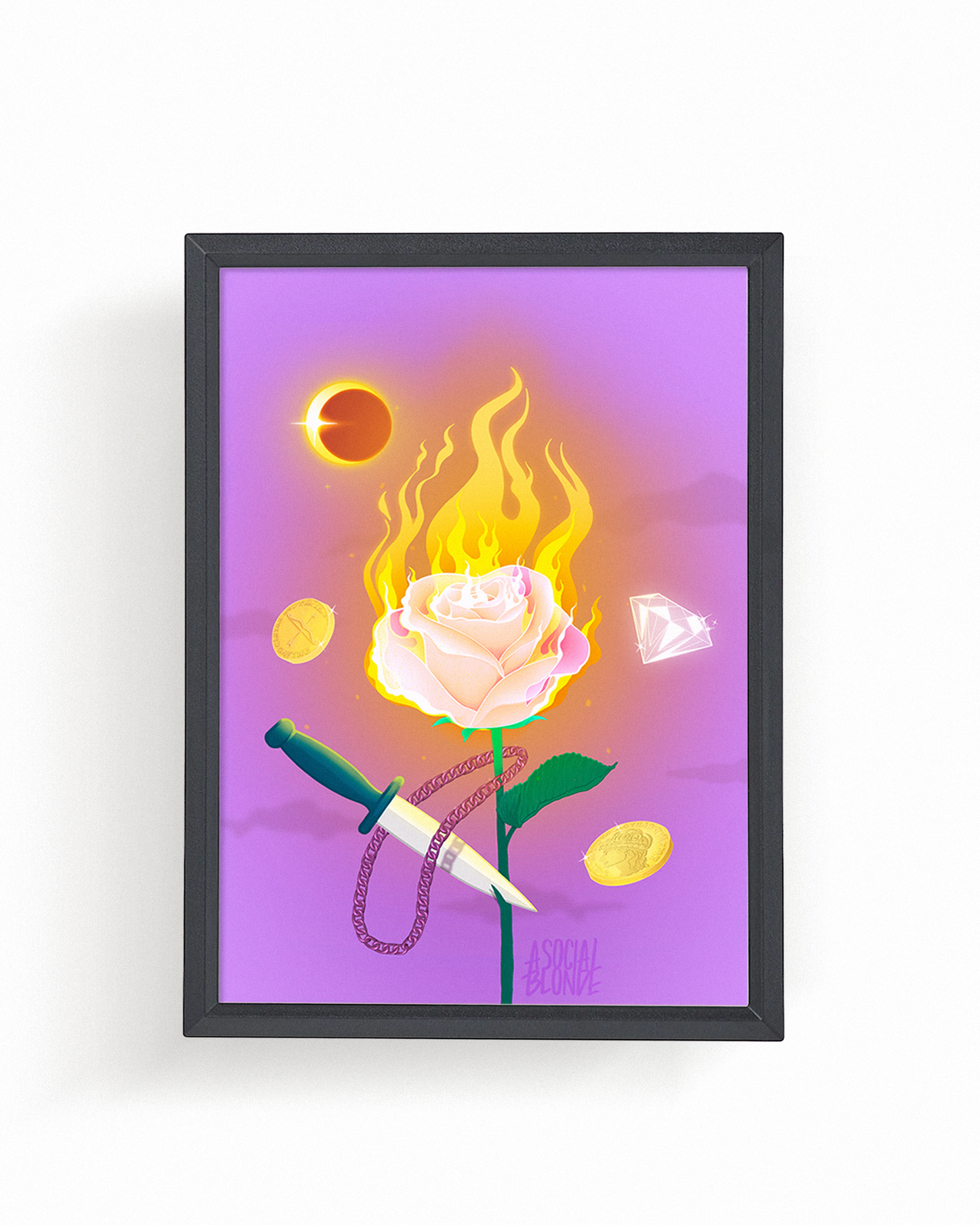 Moonfire Rose Small Poster