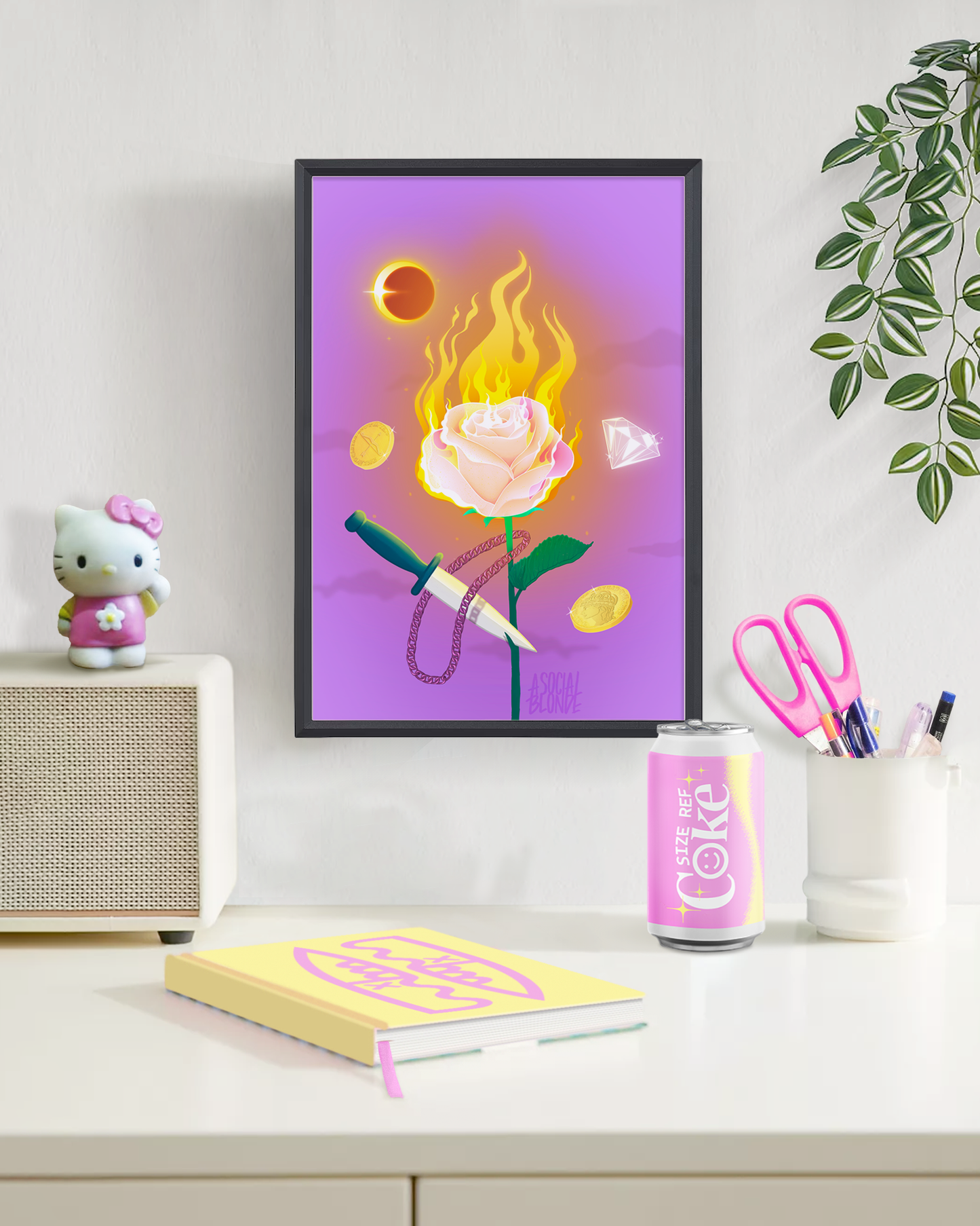 Moonfire Rose Medium Poster