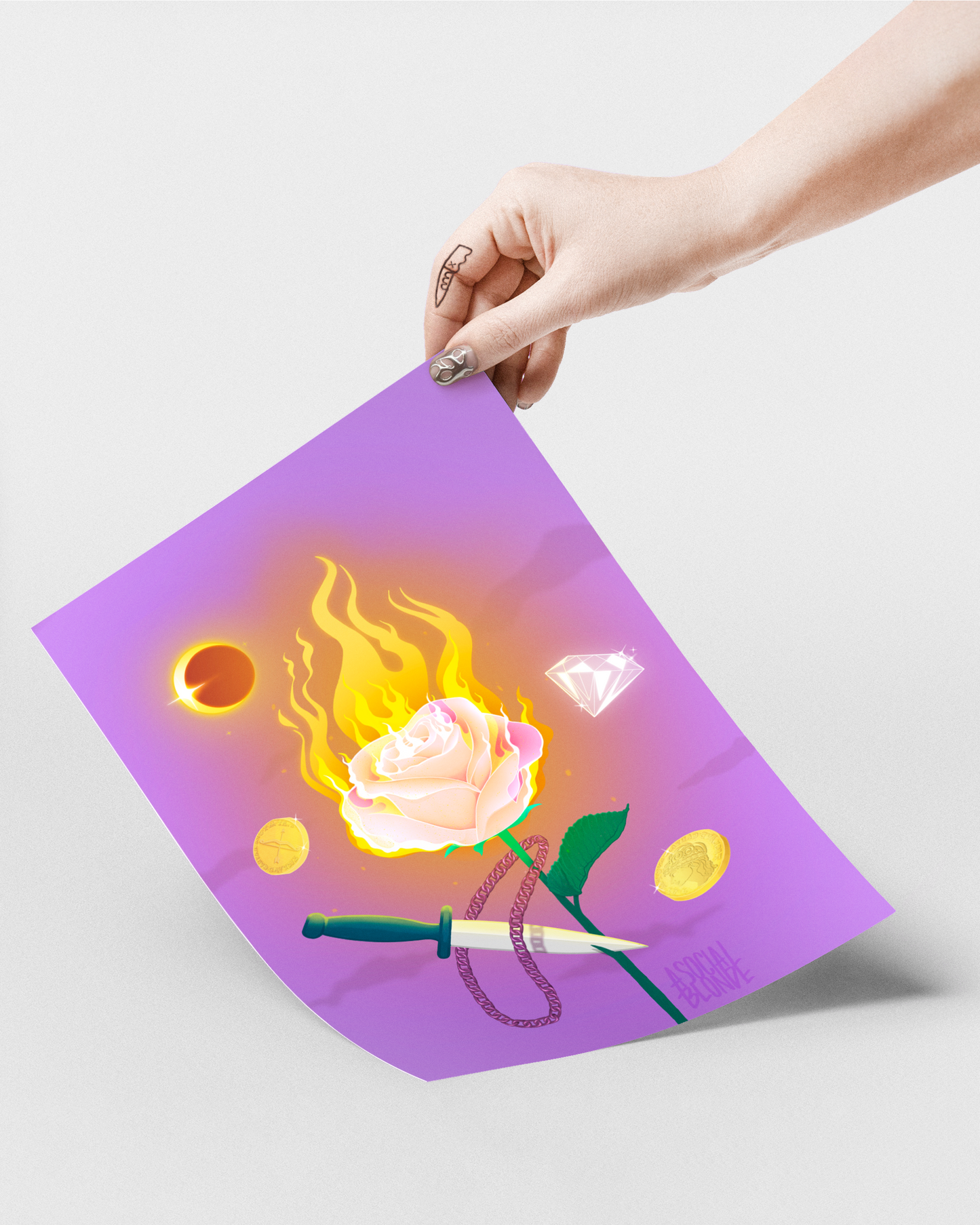 Moonfire Rose Medium Poster