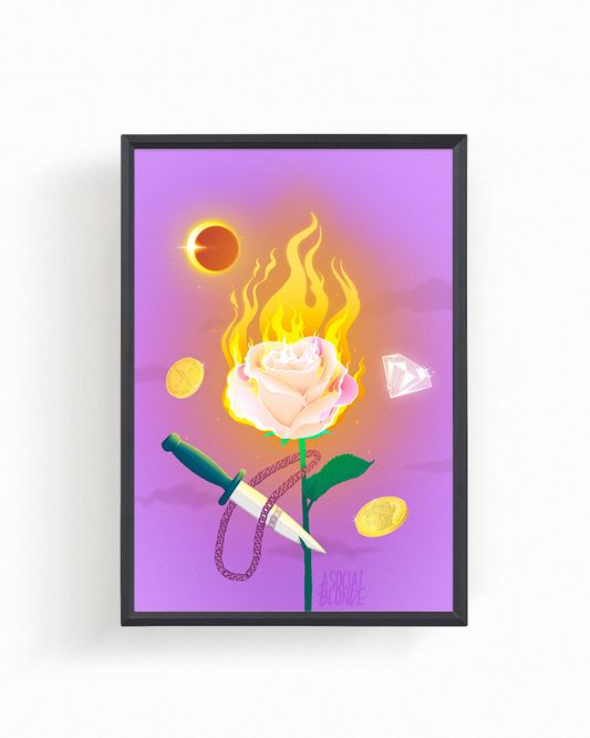 Moonfire Rose Medium Poster